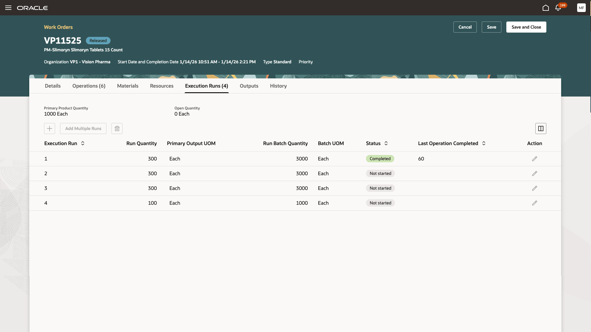 実行ステータス
