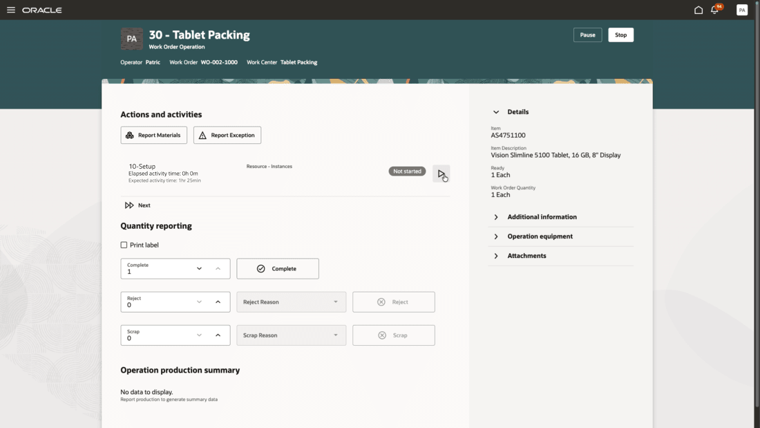 アクティビティの開始