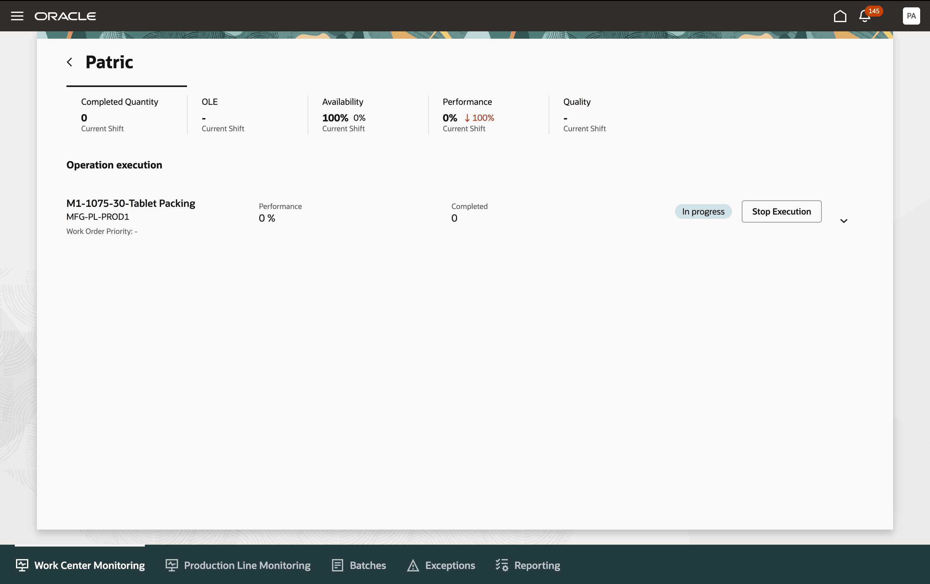ワーク・オーダー・オペレーションの実行を停止