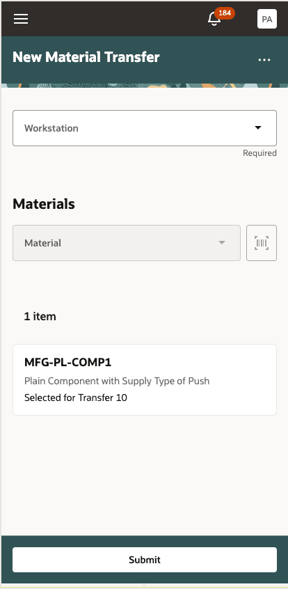 移動するワークステーションおよび数量の選択