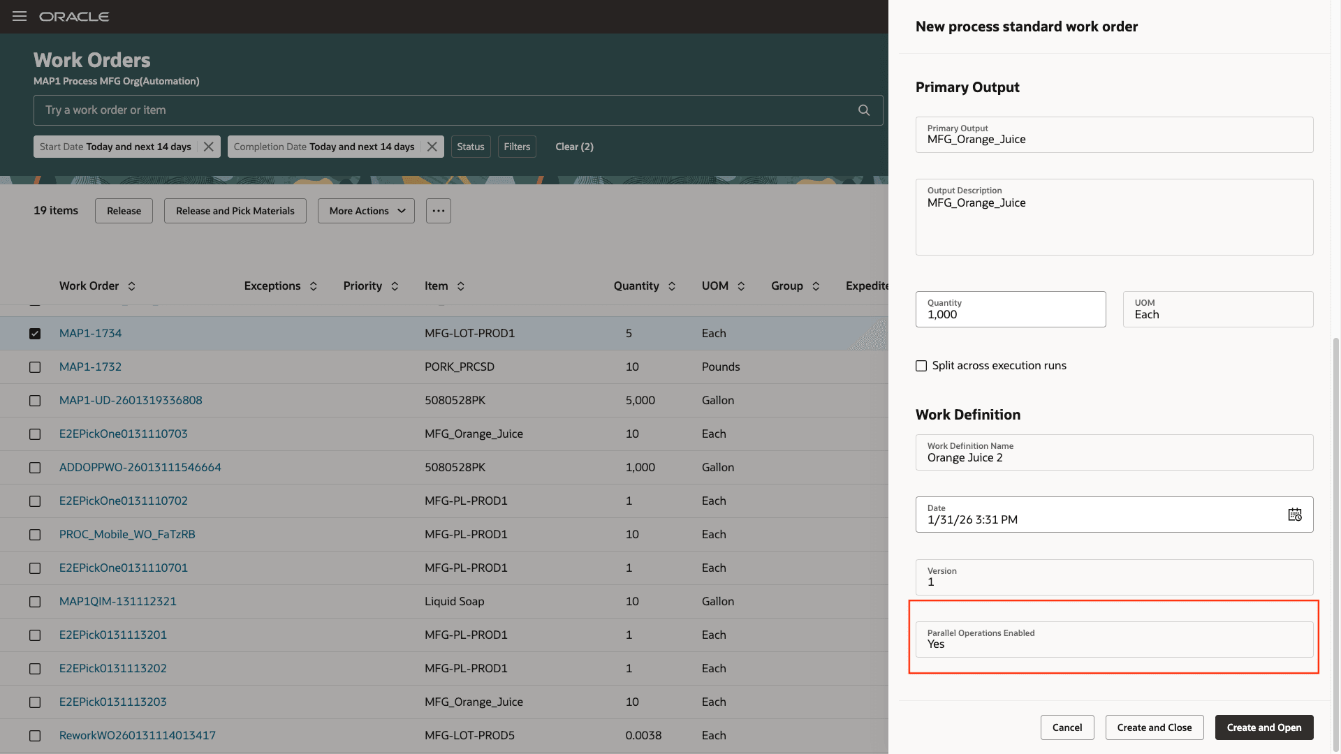 作業オーダー作成