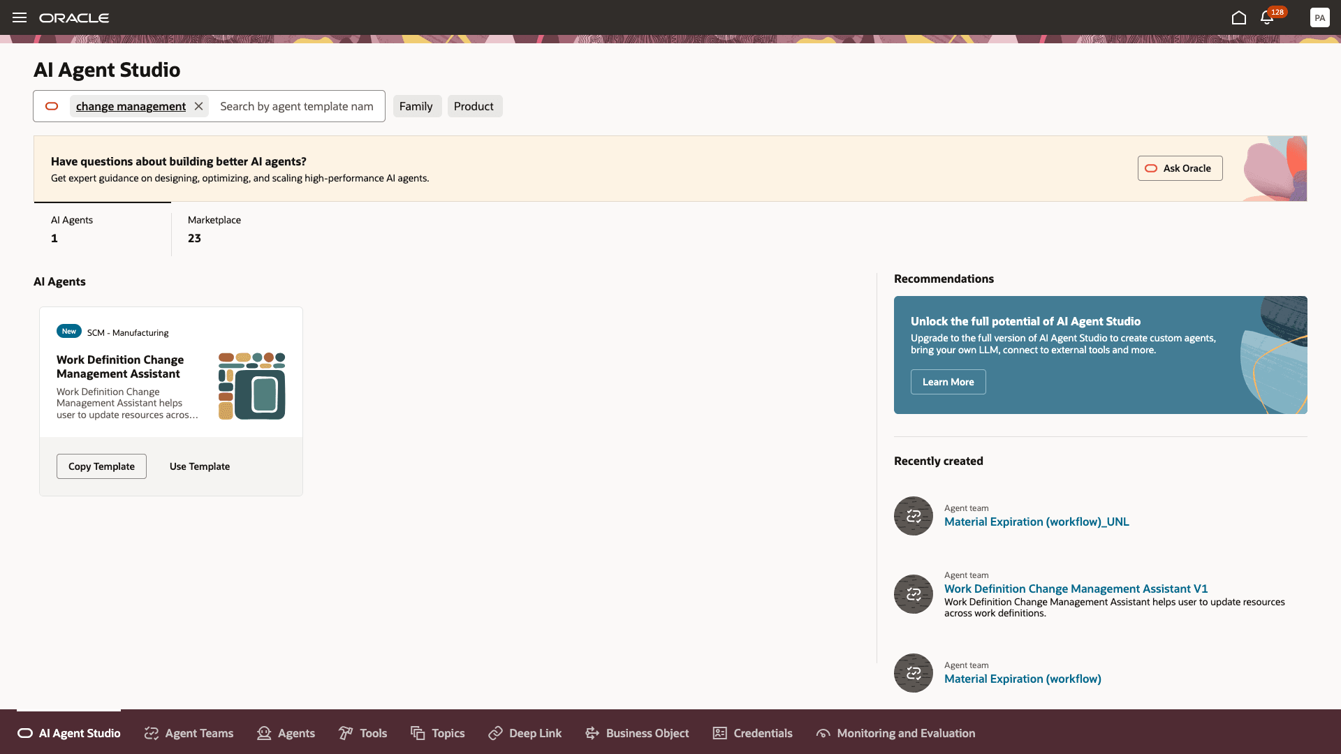 テンプレートからのエージェント・チームの作成