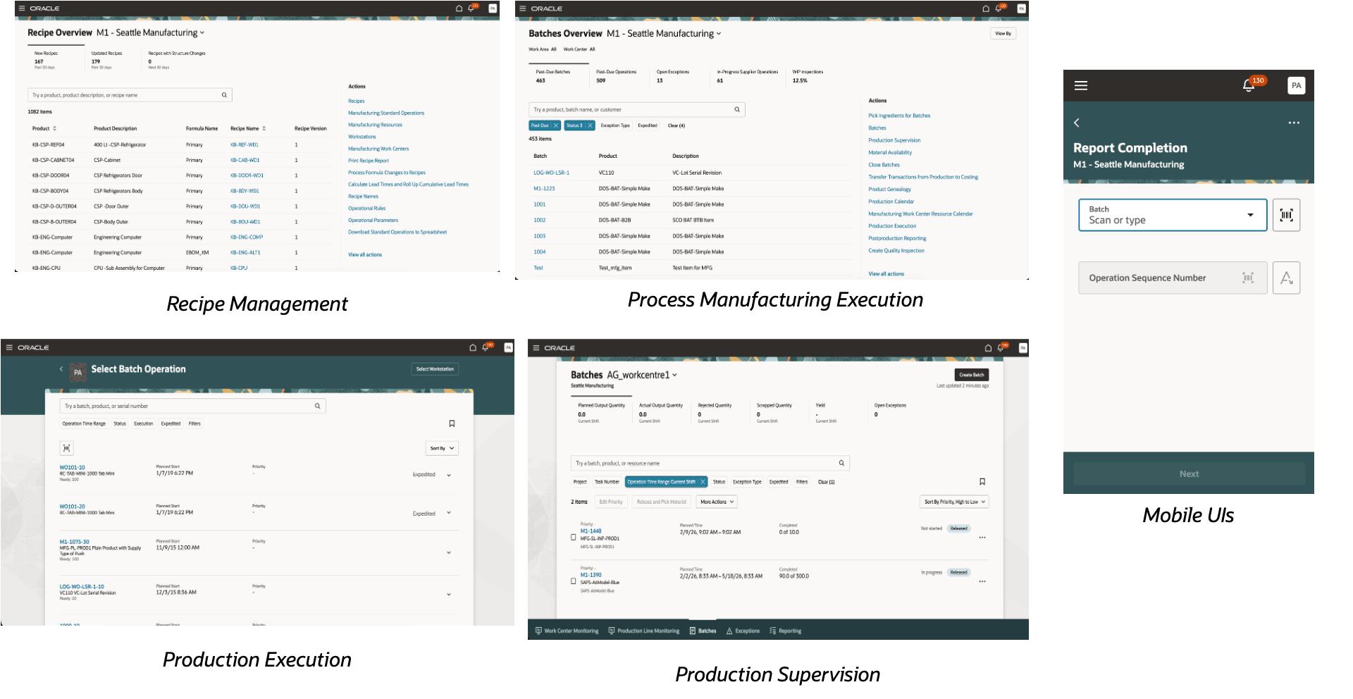 プロセス製造の用語が適用可能なすべてのアプリケーション