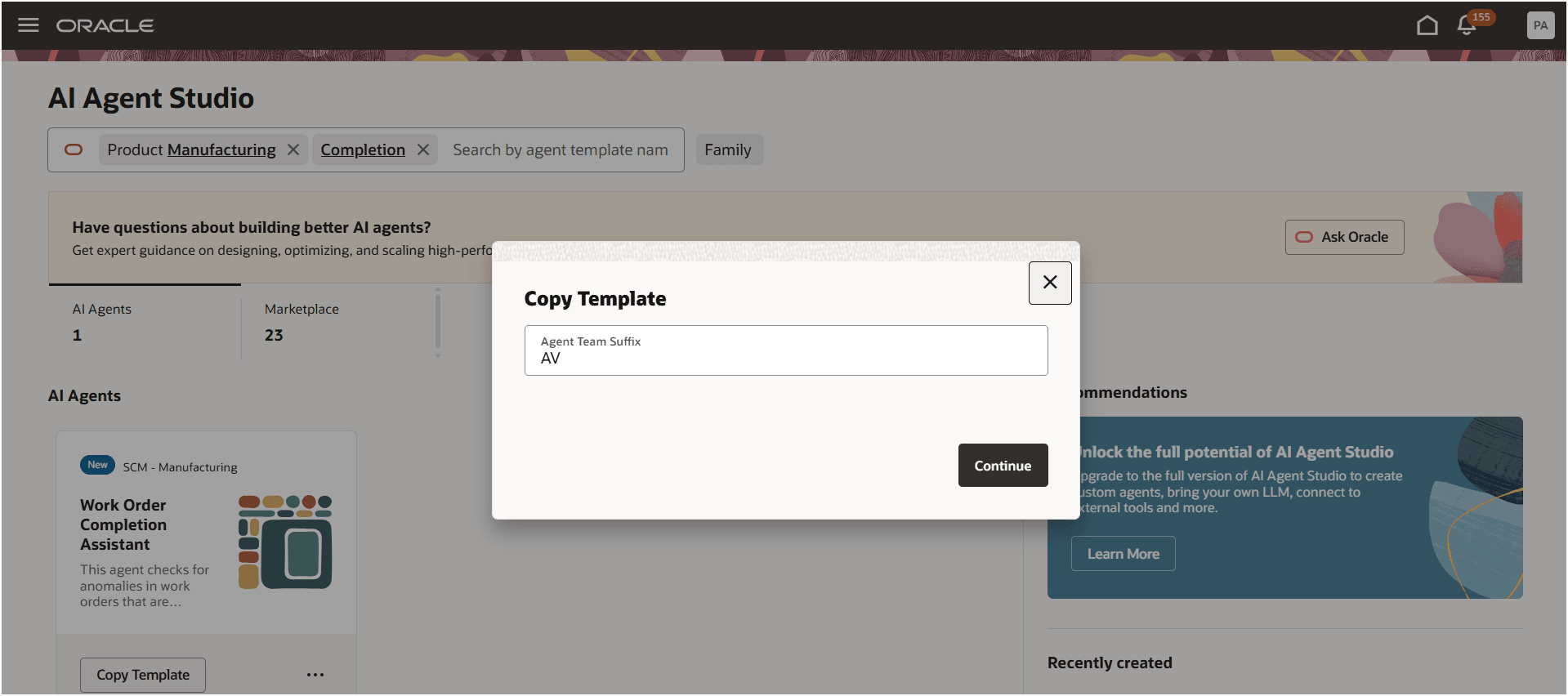 テンプレートのコピーによるエージェントの作成