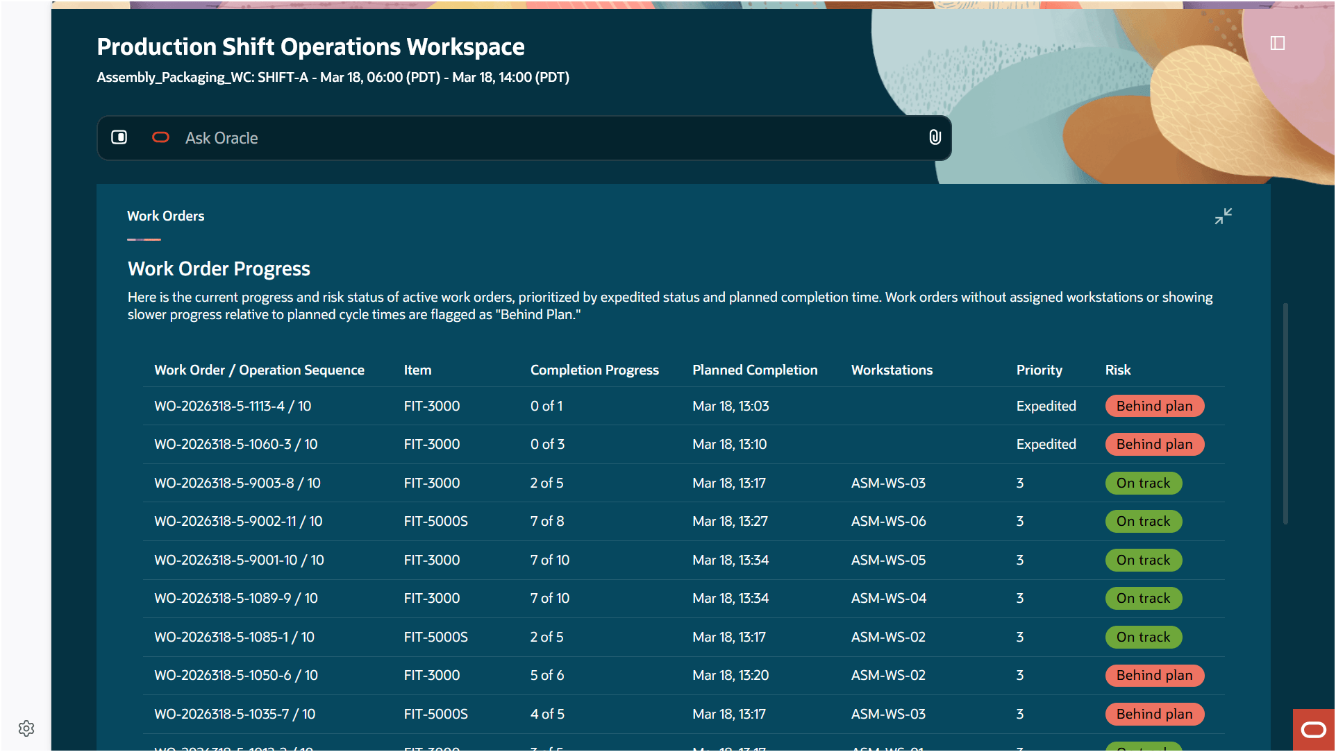 作業オーダー・アドバイザ