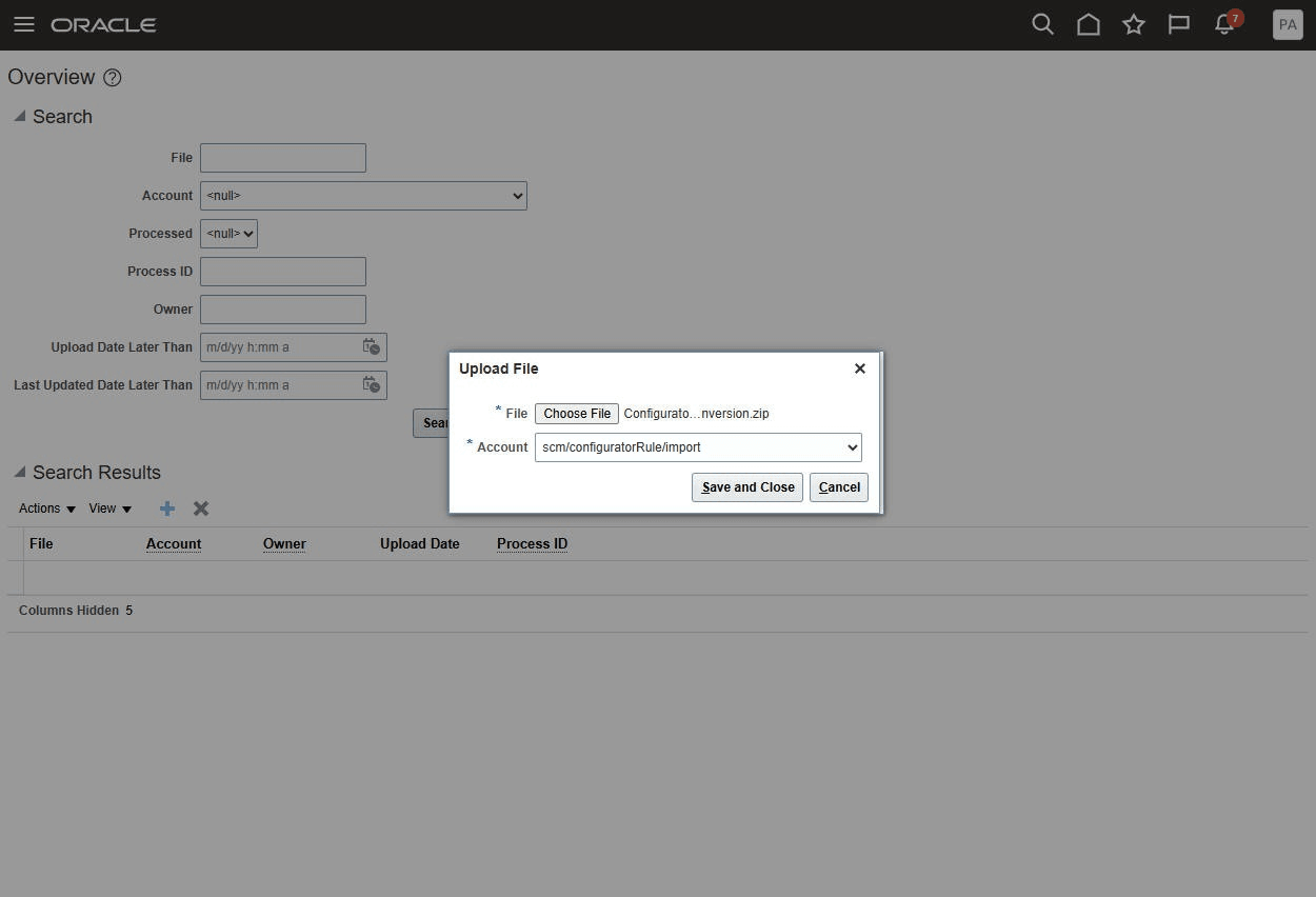FBDIファイルのアップロード