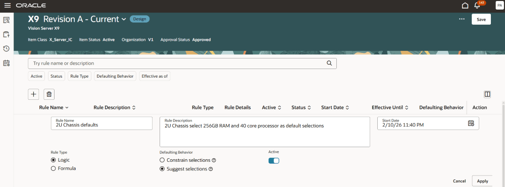 「Defaulting Behavior」セクション