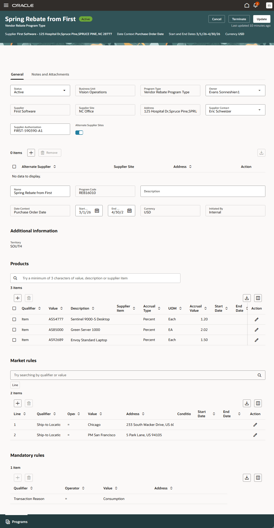 サプライヤ・リベート・プログラム