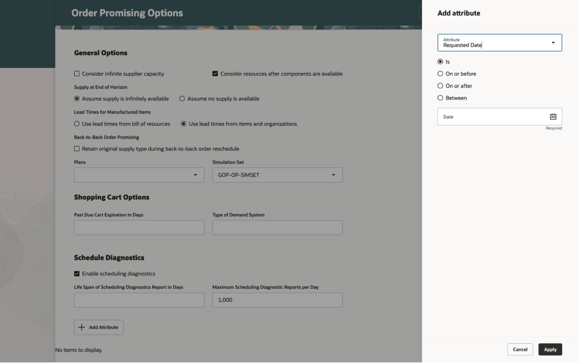 日付属性でサポートされる演算子