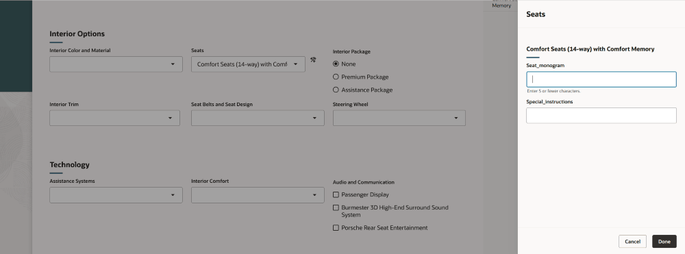 ドロワー内のオプション・アイテムのTIA