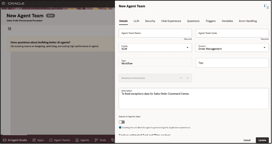 新しいエージェントにチーム名を付けます