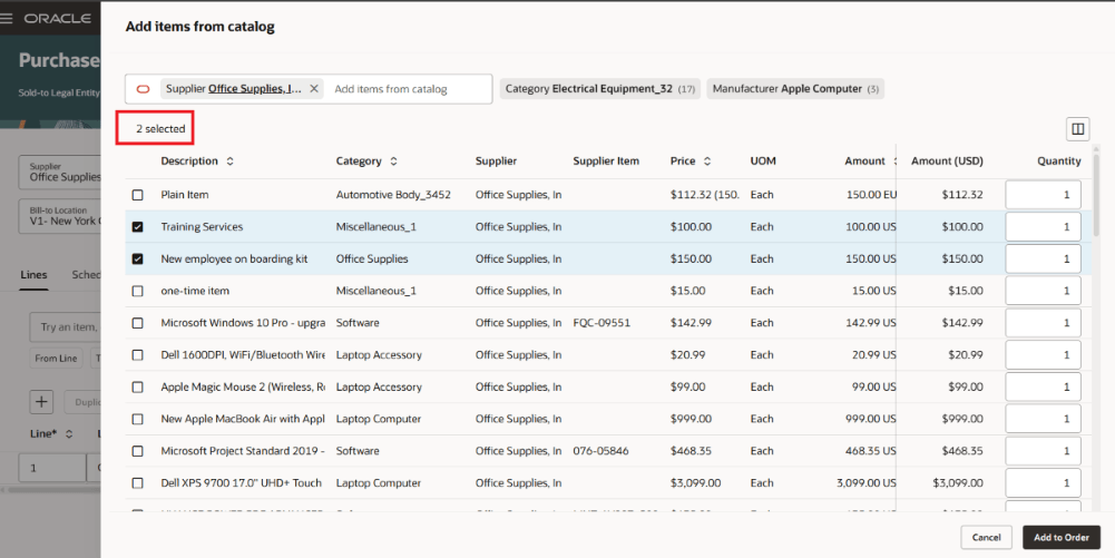 選択した線のビジュアル表示