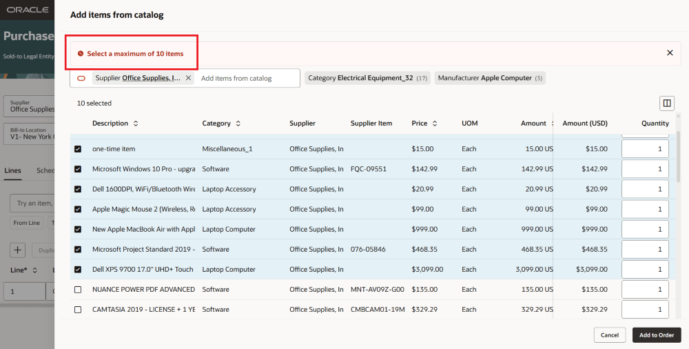 ユーザーは一度に最大10行まで追加できます