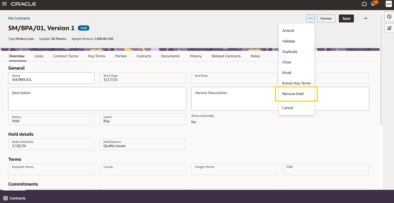 保留アクションの削除