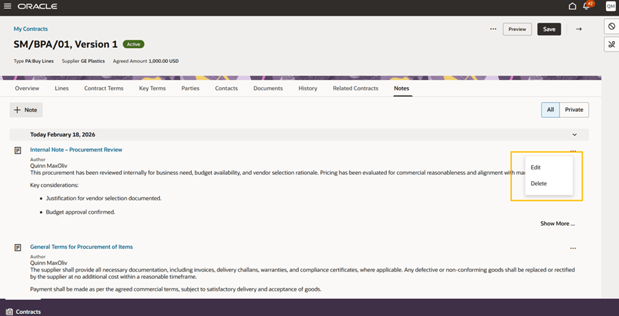 ノートの編集および削除