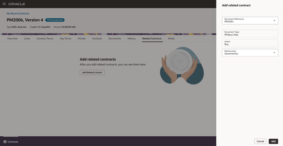 関連契約ドロワーの追加