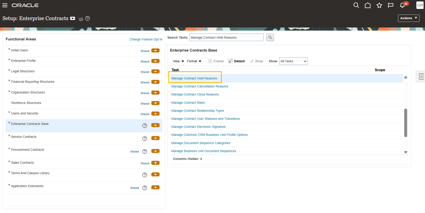 「設定および保守」からの契約保留事由の管理