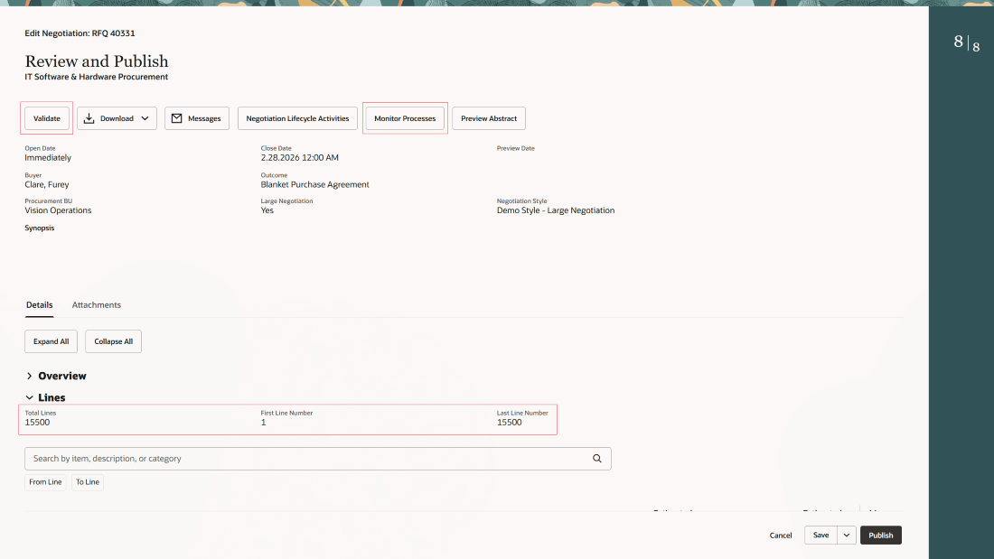 ネゴシエーションの編集プロセスでのレビューおよび公開