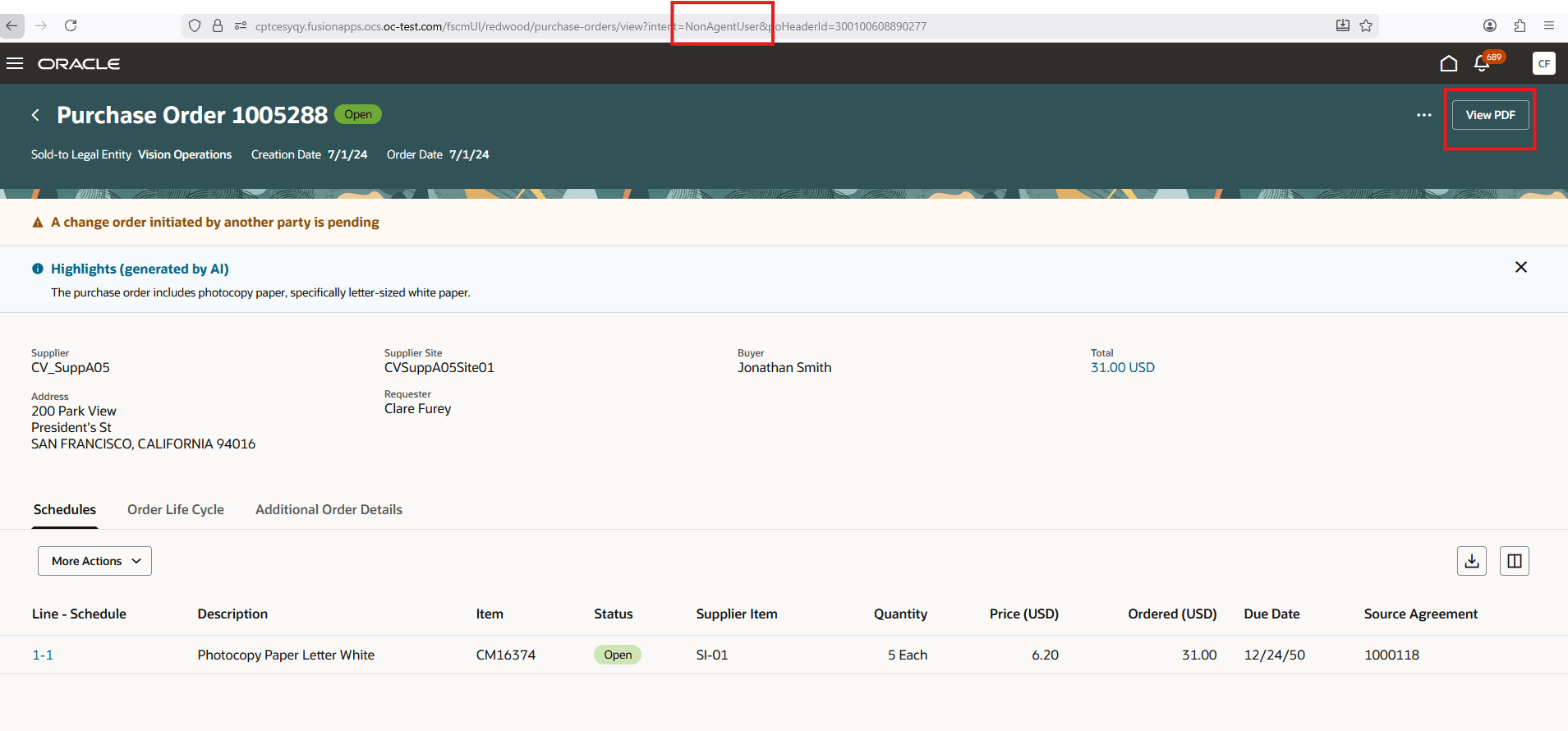 非エージェント・ユーザーに表示されるPDF処理の表示