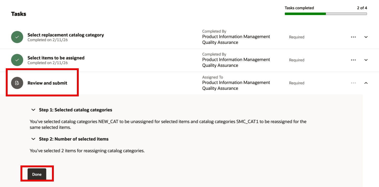 タスク: レビューおよび発行