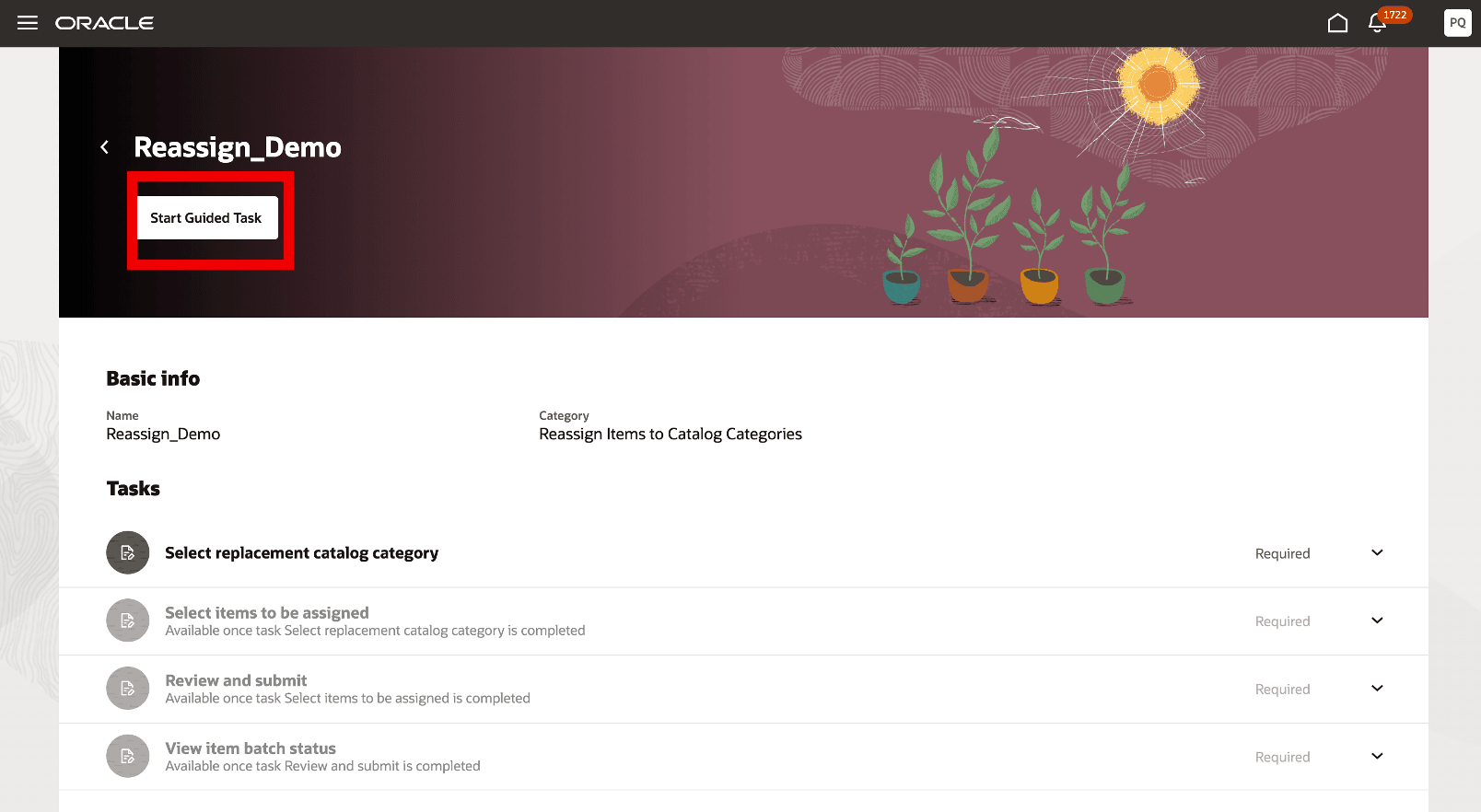 ガイド付きタスクの開始