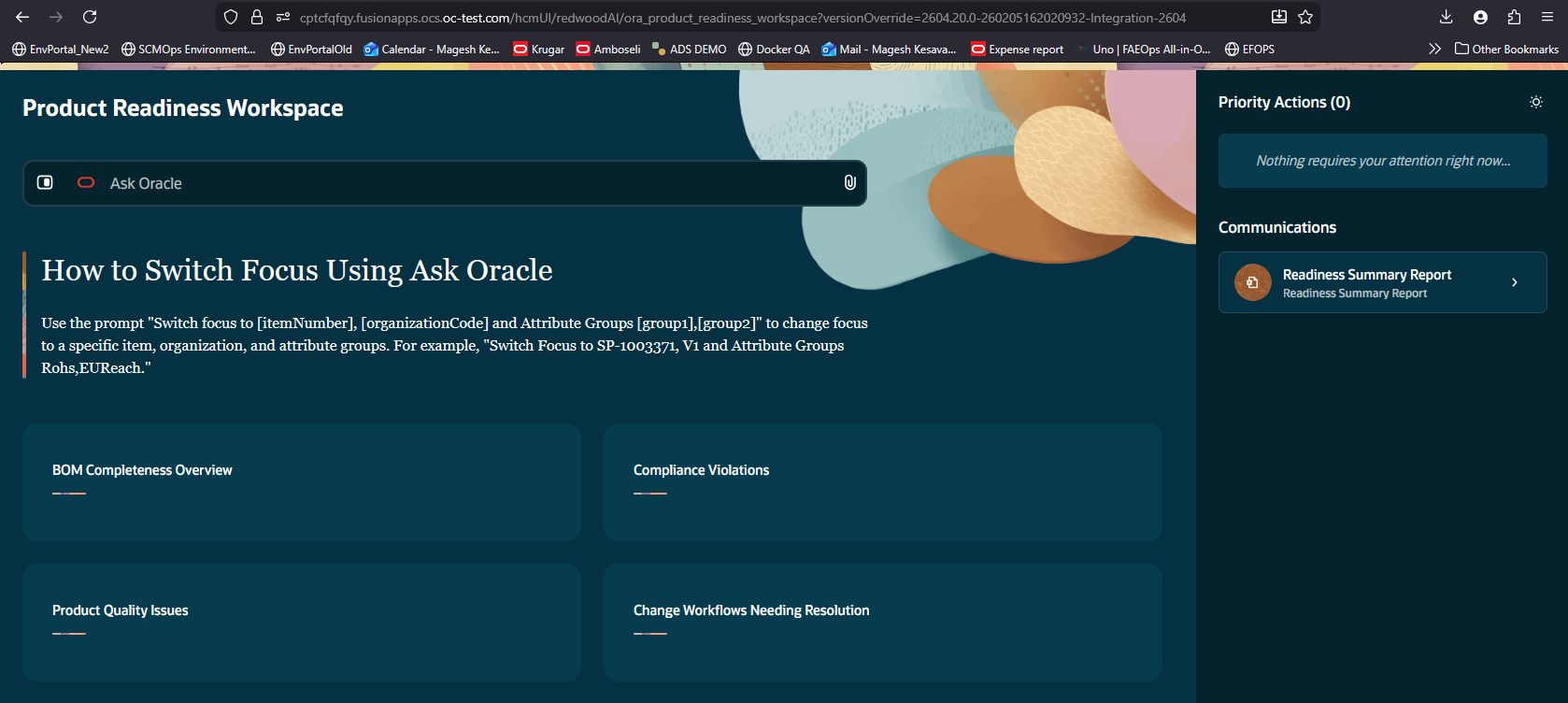 特定の品目および組織へのフォーカスの変更