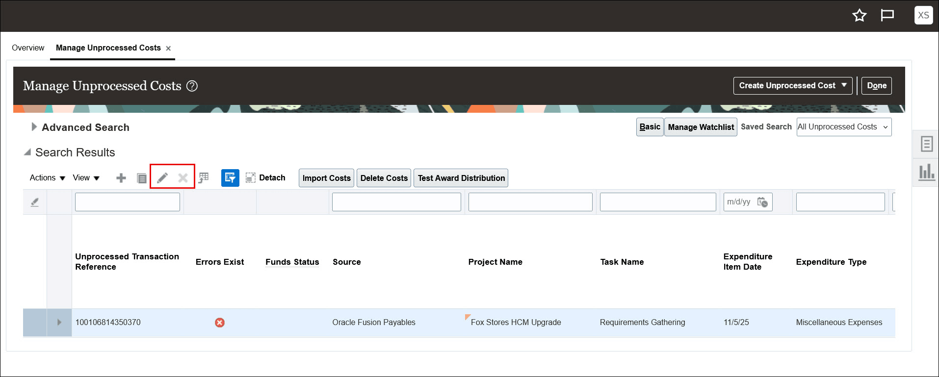カスタム・ロールを使用したOracle Fusion Payablesトランザクションの編集処理使用可能