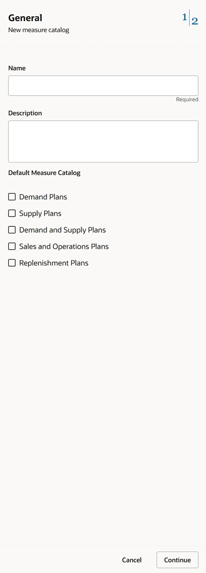 引出しの名前付き新規メジャー・カタログの「一般」タブ