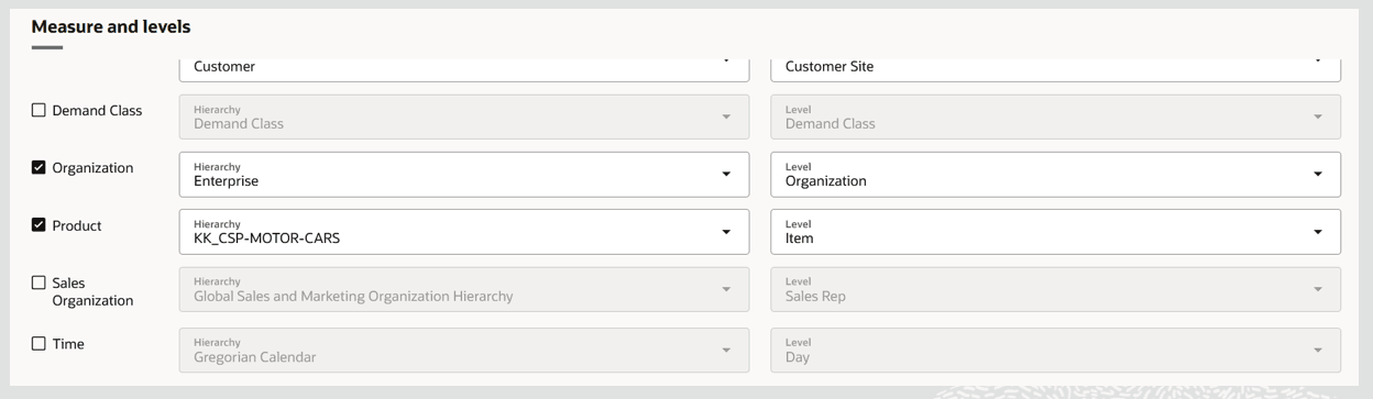 例外に対するメジャーおよびレベルの指定
