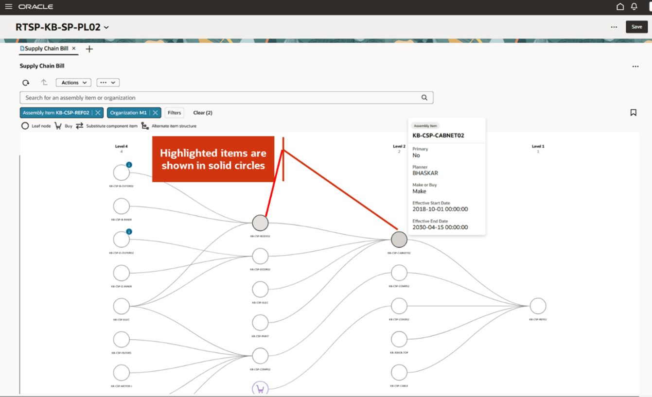 強調表示されたアイテム