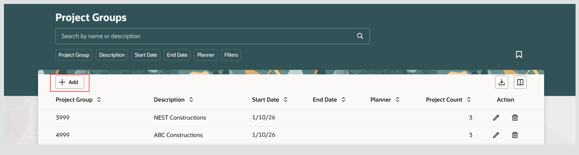 プロジェクト・グループの作成