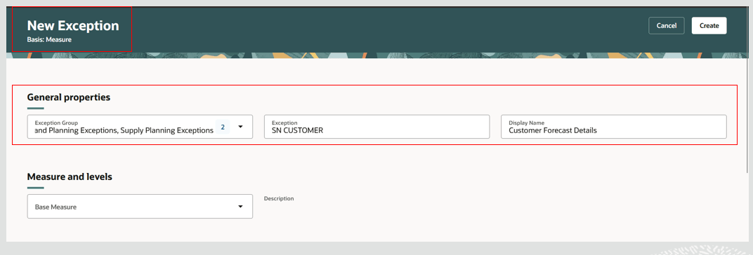 例外の一般プロパティの入力
