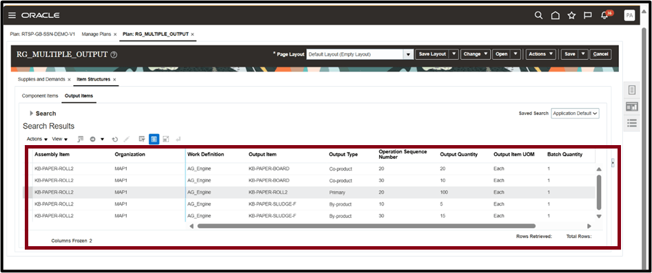 複数の出力がある品目構成