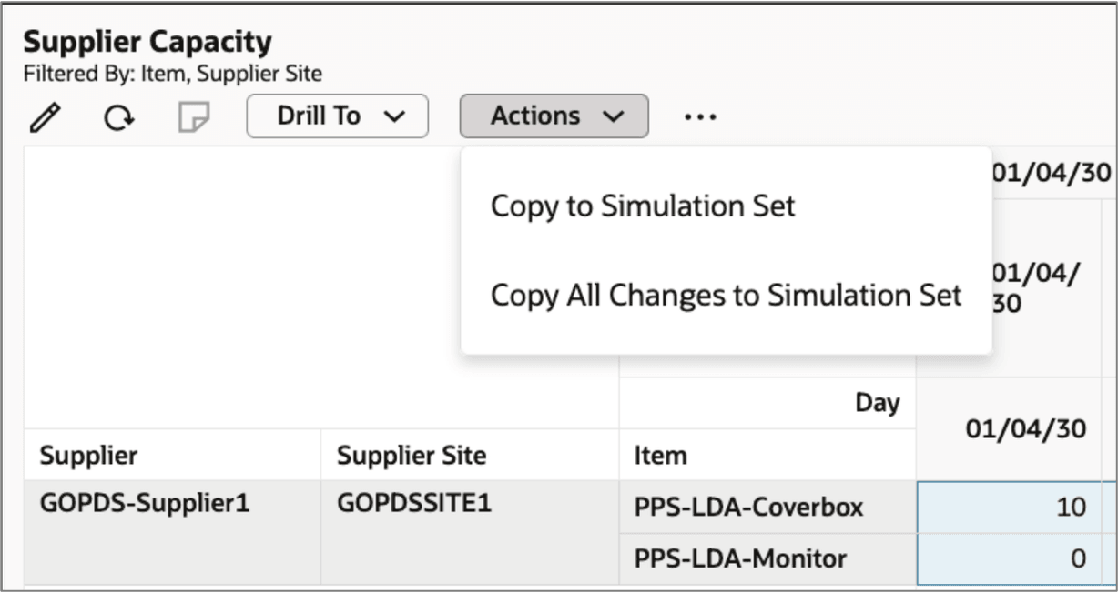 シミュレーション・セットへのコピー