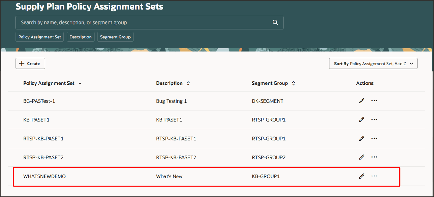 新規ポリシー割当セット