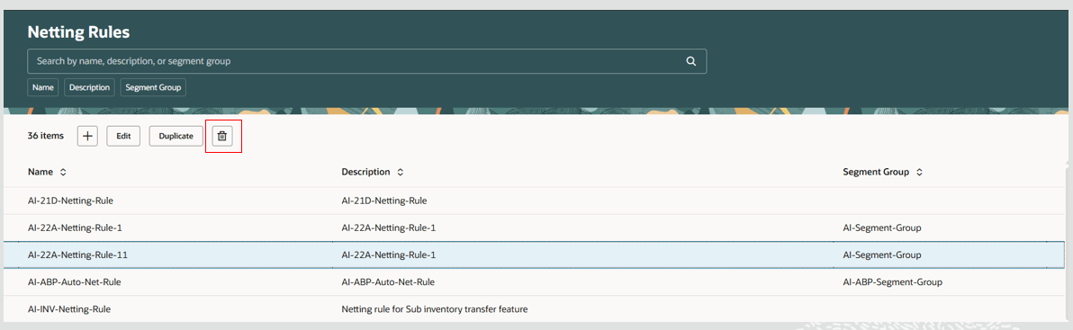 ネッティング・ルールの削除