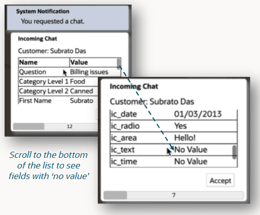 ブラウザUIでのチャット: 「値なし」フィールドを最下位に自動ソート