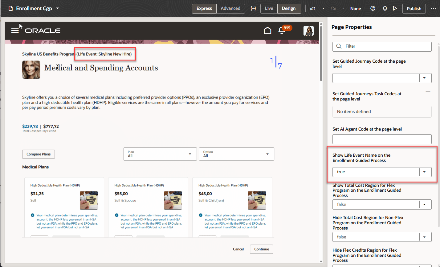 Visual Builder Studio - 登録ガイド・プロセスでのライフ・イベントの表示