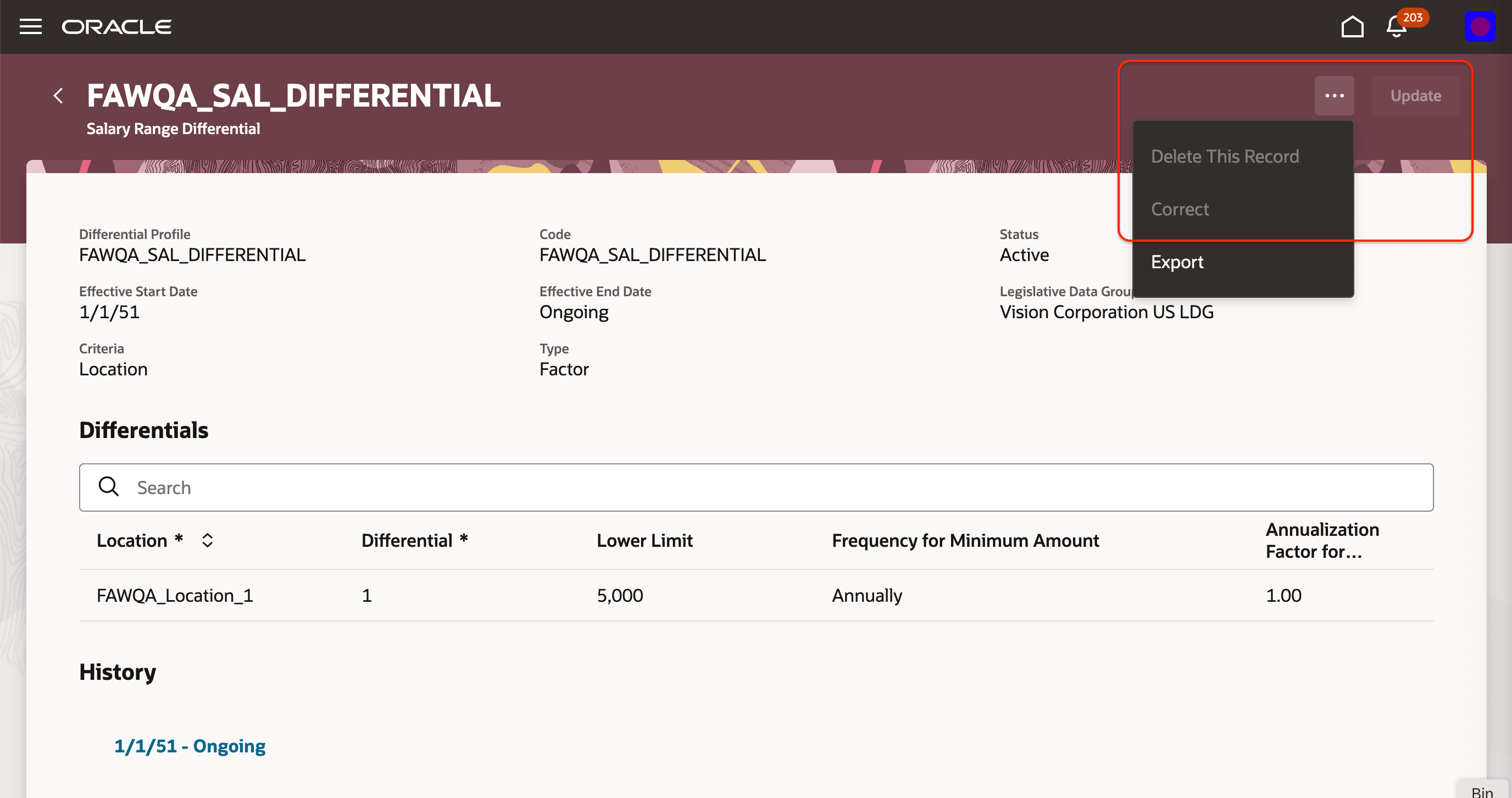 給与範囲差分プロファイル・ページでトランザクション・ボタンが使用不可