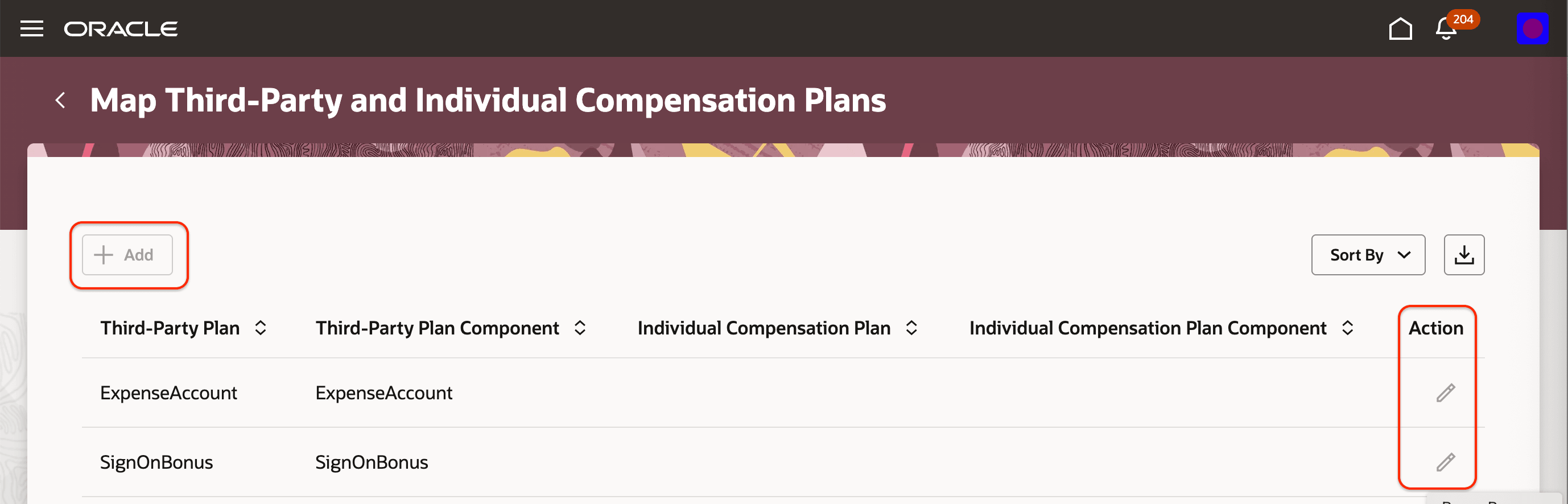 「サード・パーティ・プランのマップ」ページで無効化されたトランザクション・ボタン