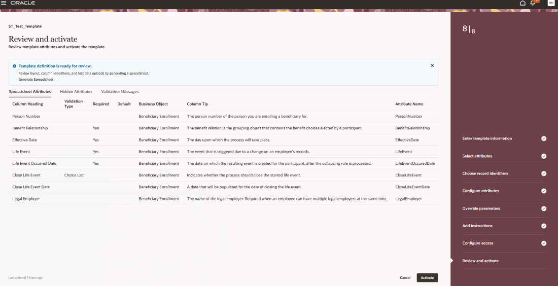 レビューおよびアクティブ化