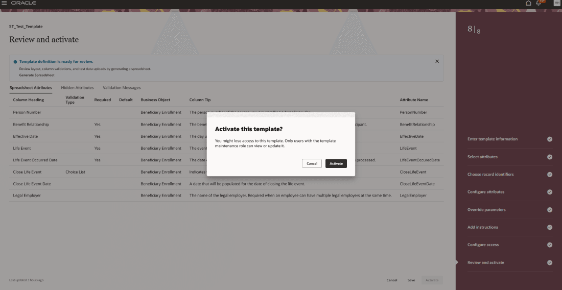 メッセージのレビューおよびアクティブ化