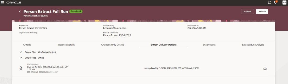 「抽出提供オプション」タブ