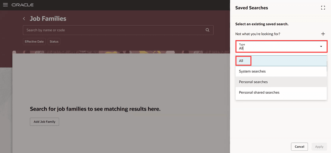 保存済検索のタイプ
