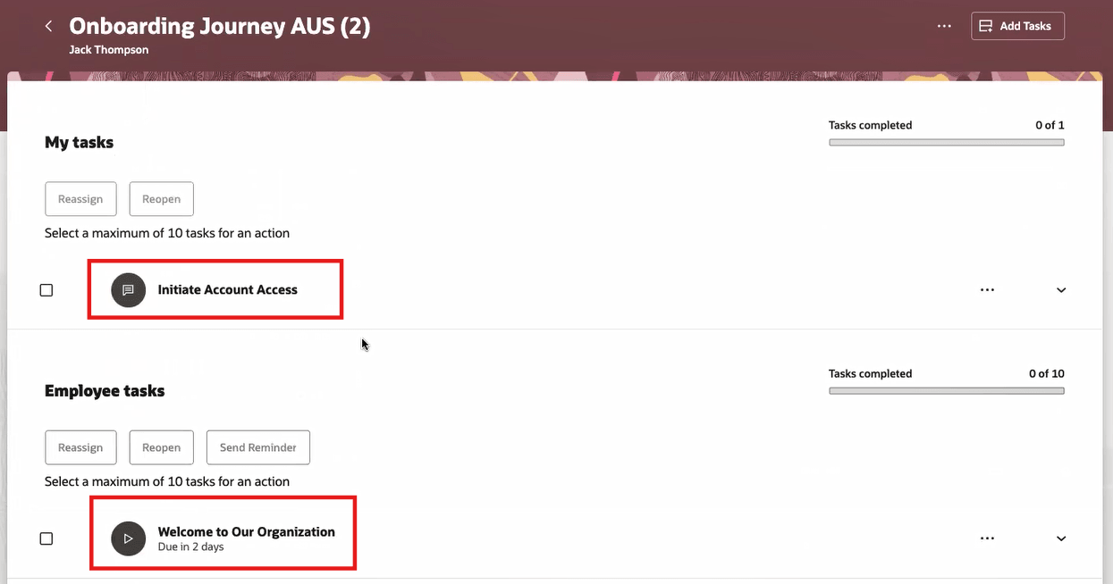 構成済タイム・ゾーンの評価後にジャーニ・タスクが開始されます