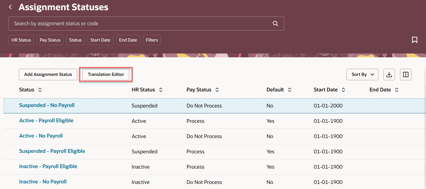赴任ステータス ページ