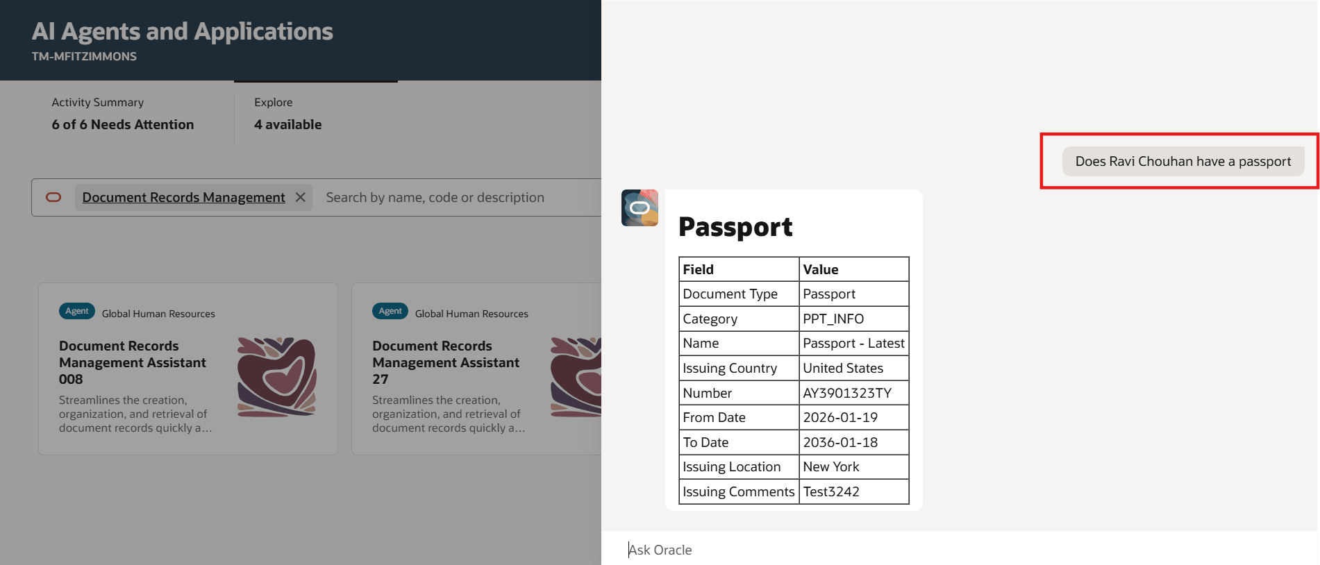 AIアシスタントが特定個人の特定の文書レコードを取得