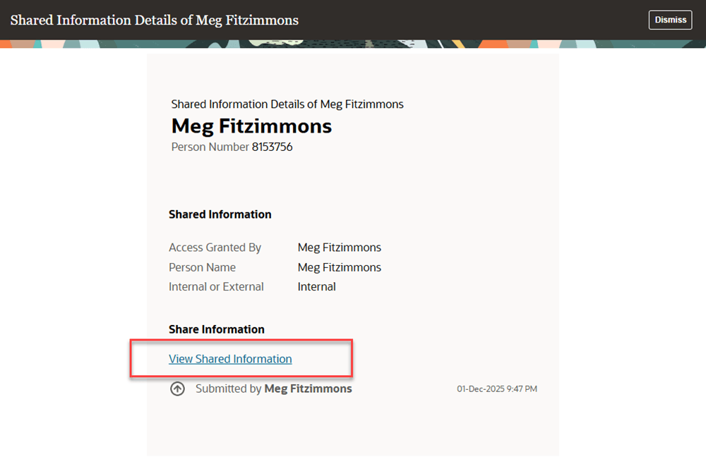 「共有情報の表示」リンクが表示された受信者への通知
