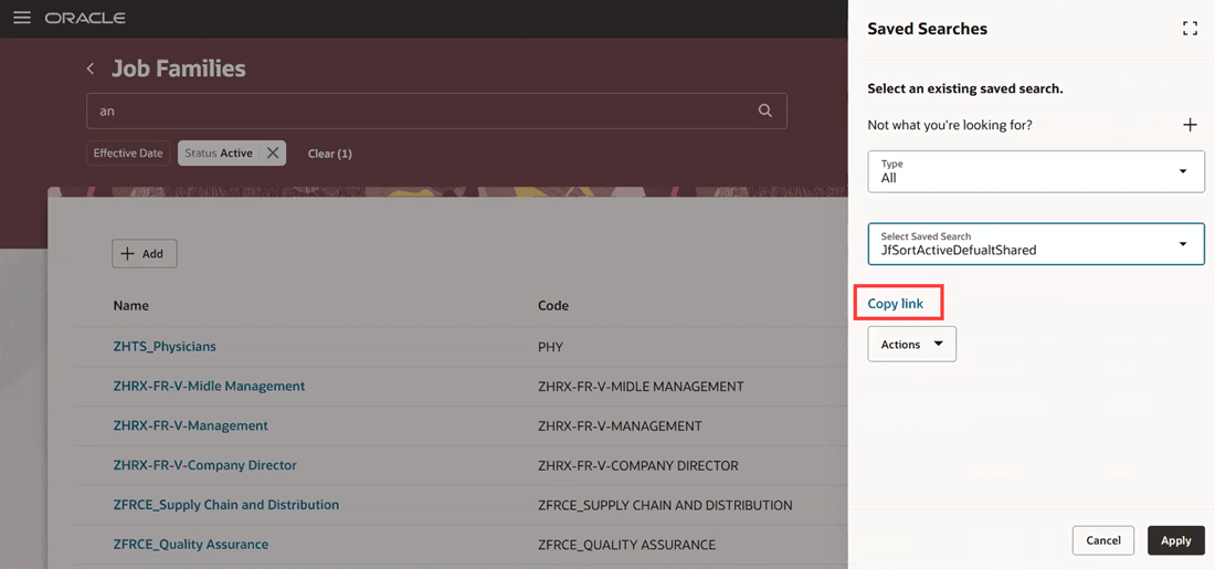 共有が可能な保存検索のリンクのコピー