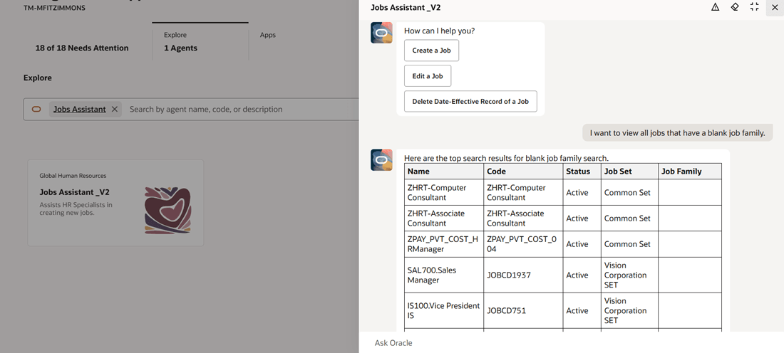 ジョブ・ファミリが空白のすべてのジョブ